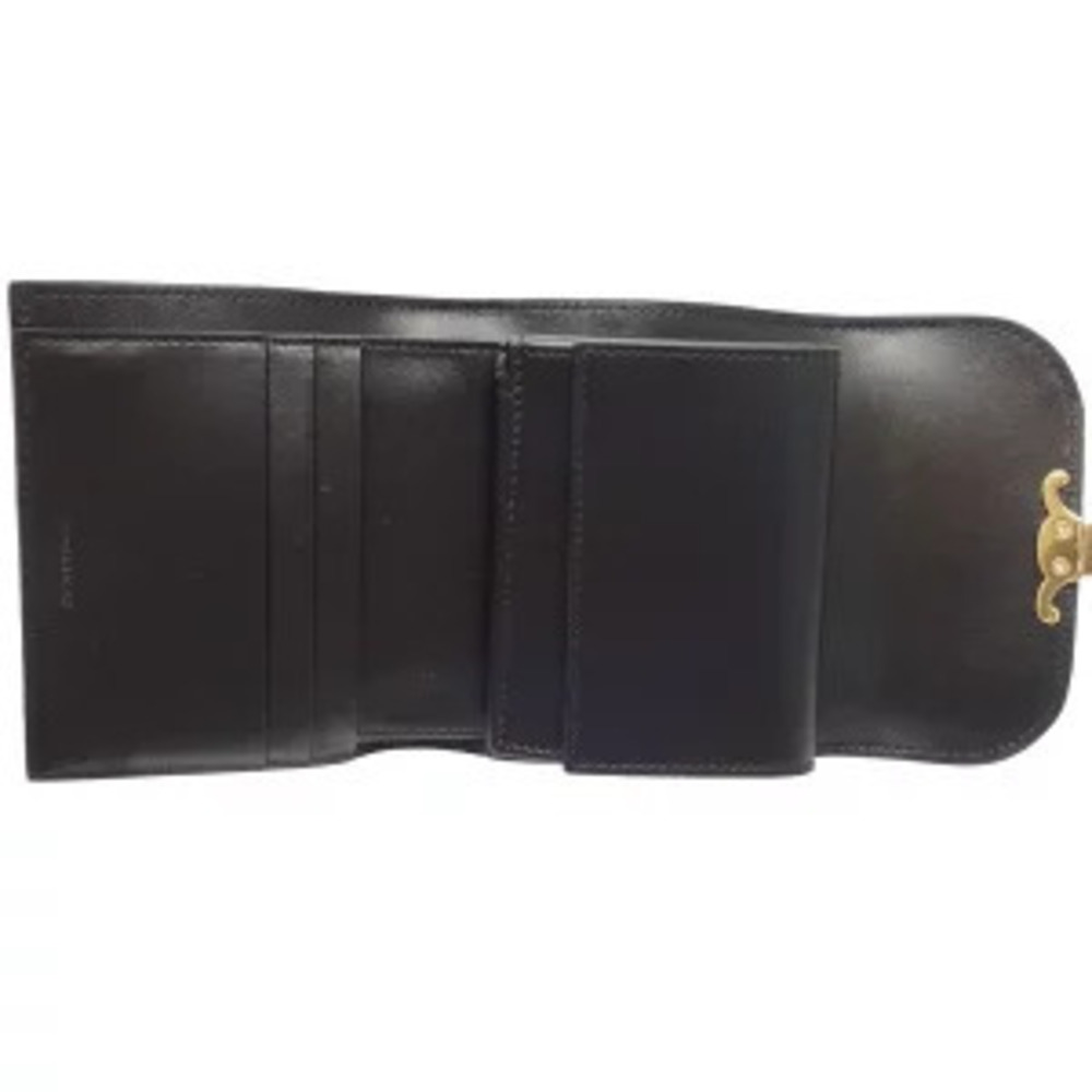 CELINE Wallet Tri fold Triomphe Leather Black - Picture 5 of 8